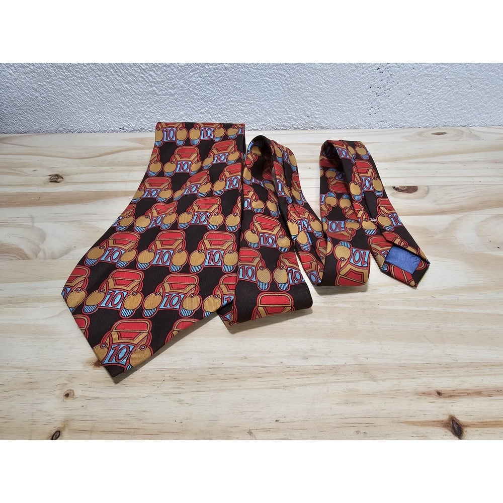 Ermenegildo Zegna Silk Tie Vintage Classic Race Car Novelty Italy